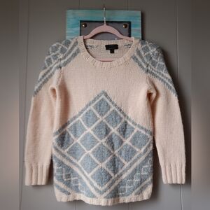 J. Crew Cashmere Blend Women's Pullover  Gray & Cream Sweater XS⚘️